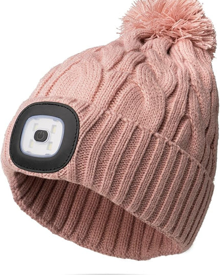 Night Scope Classic Rechargeable LED Warm Knit Beanie Head Light Hat Headlamp for Outdoor Activities