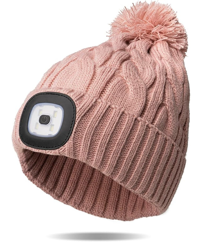 Night Scope Classic Rechargeable LED Warm Knit Beanie Head Light Hat Headlamp for Outdoor Activities