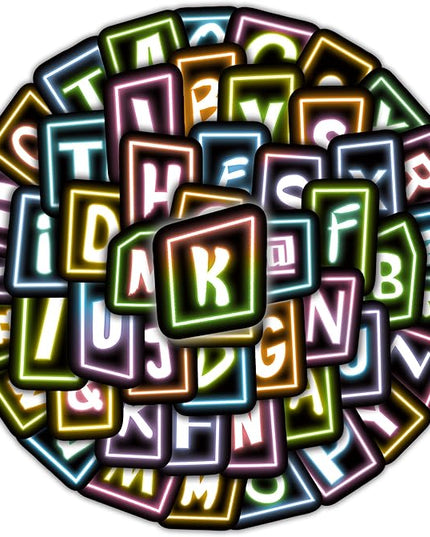 70 Pcs Alphabet Neon Stickers for Kids, Vinyl Letters A-Z Water Bottle Decals for Teens, Waterproof Skateboard Decor for Adults Kids Girls Boys