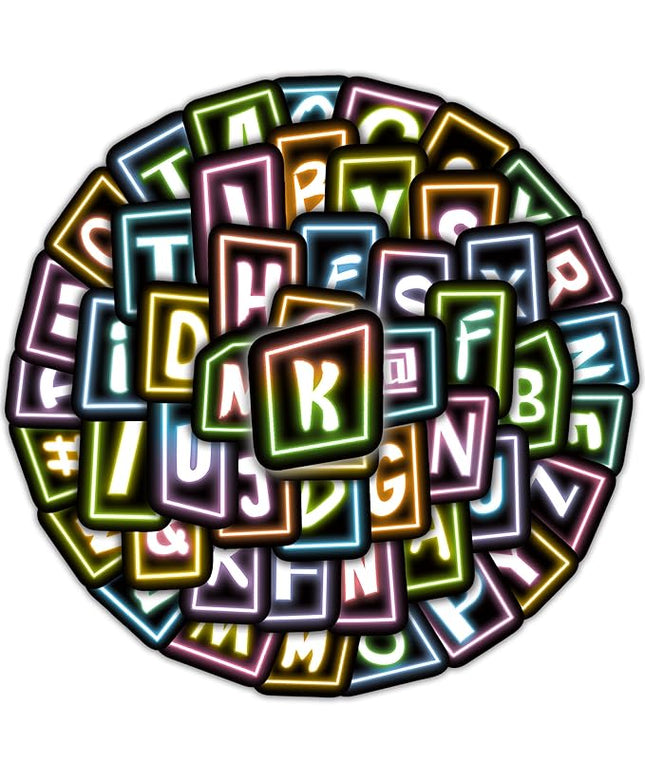 70 Pcs Alphabet Neon Stickers for Kids, Vinyl Letters A-Z Water Bottle Decals for Teens, Waterproof Skateboard Decor for Adults Kids Girls Boys