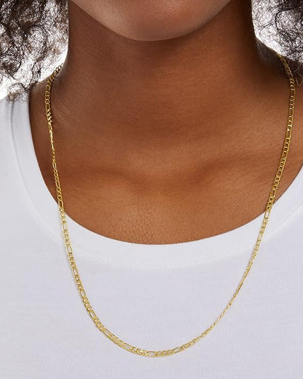 Amazon Essentials 14k Gold or Sterling Silver Plated Figaro Chain Necklace
