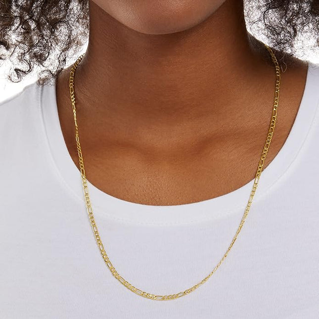 Amazon Essentials 14k Gold or Sterling Silver Plated Figaro Chain Necklace