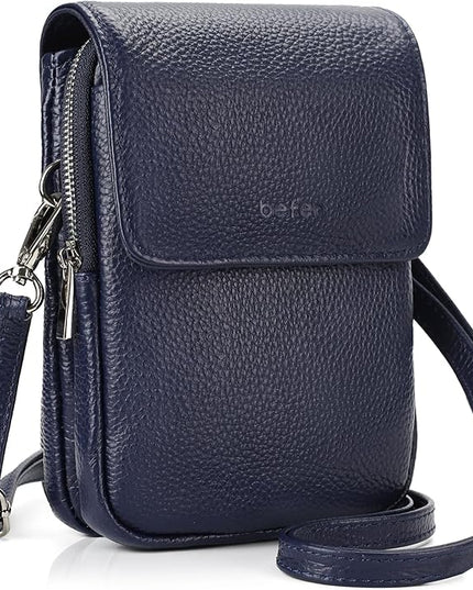 befen Genuine Leather Small Crossbody Bags for Women, Cell Phone Cross body Purse Bag with RFID Blocking Card Slots