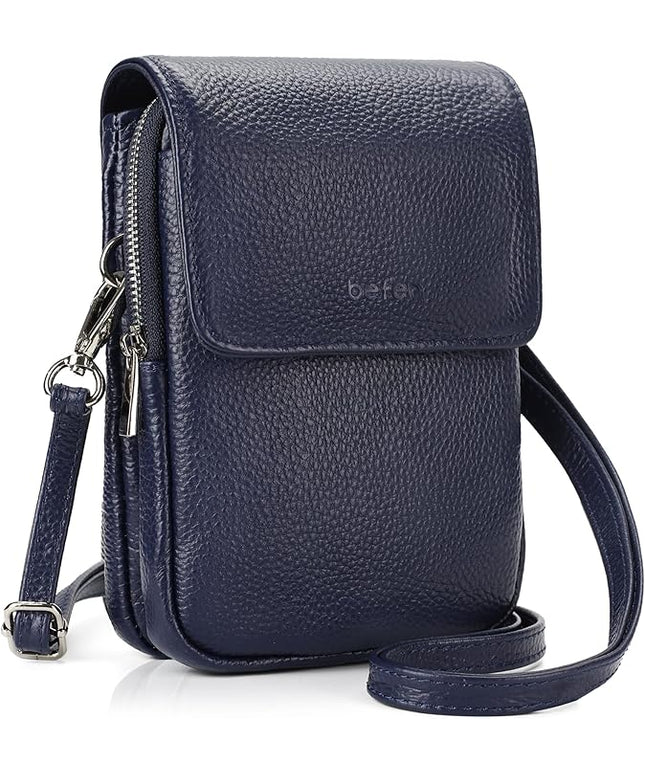 befen Genuine Leather Small Crossbody Bags for Women, Cell Phone Cross body Purse Bag with RFID Blocking Card Slots