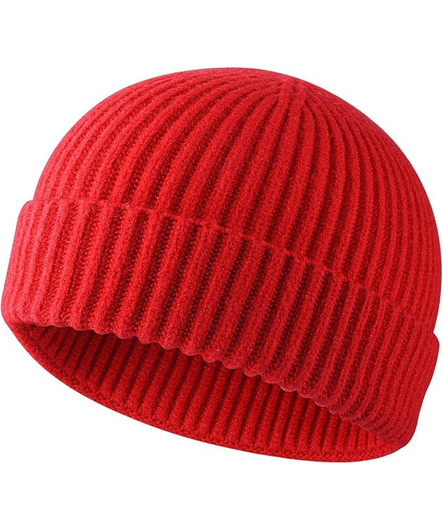 ROYBENS Swag Wool Knit Cuff Short Fisherman Beanie for Men Women, Winter Warm Hats