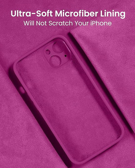 FireNova Designed for iPhone 13 Case, Silicone Upgraded [Camera Protection] Phone Case with [2 Screen Protectors], Soft Anti-Scratch Microfiber Lining Inside, 6.1 inch, Shocking Pink