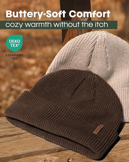 FURTALK Fisherman Beanie for Men Women 2 Styles Cuffless or Cuffed Knitted Unisex Winter Hat Outdoor All-Day Warmth