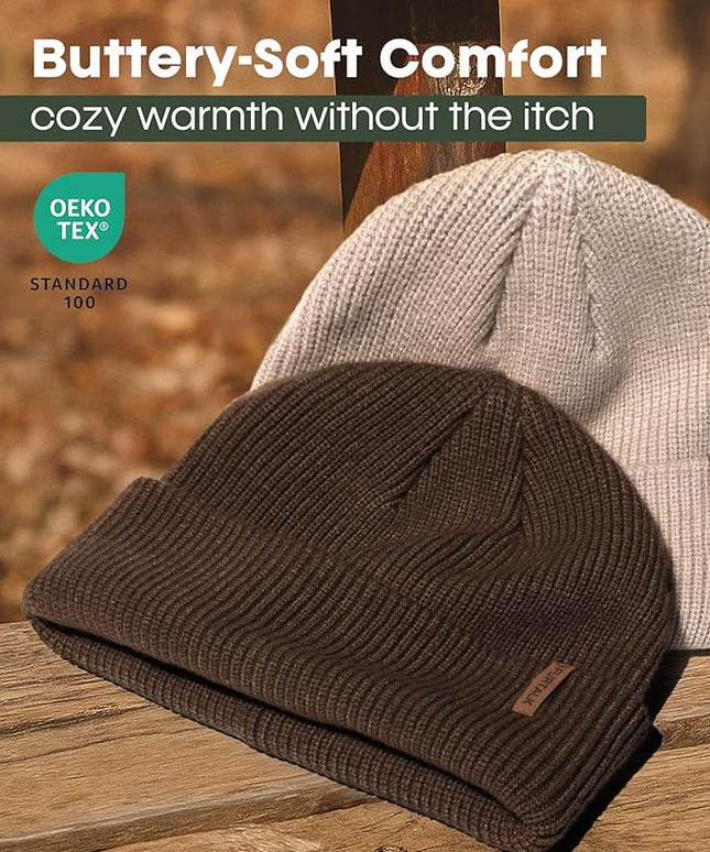 FURTALK Fisherman Beanie for Men Women 2 Styles Cuffless or Cuffed Knitted Unisex Winter Hat Outdoor All-Day Warmth