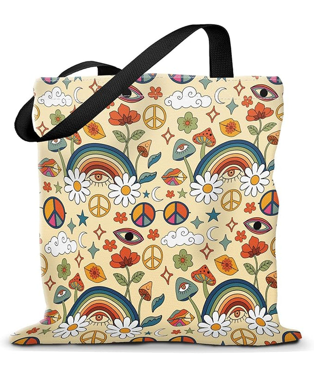 Canvas Tote Bag for Women，Cute Heavy-Duty Shoulder Bag with Zipper Pocket -Travel Tote for Grocery, Gym,Shopping