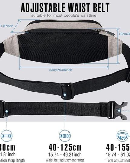 WATERFLY Fanny Pack Waist Bag: Small Hip Pouch Bum Bag Fannie Pack Phanny Fannypack Waistpack Bumbag Beltbag Sport Slim Fashionable for Jogging Hiking Hiker Woman Man