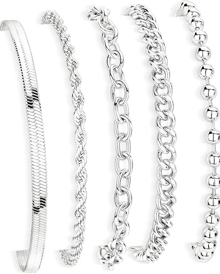 Gold Bracelets Set for Women Stack, Dainty Thick Bracelets Stack for Women Trendy, Simple Thin Gold Plated Cuff Stackable Bracelets With Beaded Cuban Paperclip Snake Rope Bangle Hand Chain Jewelry Gifts for Women Non Tainish