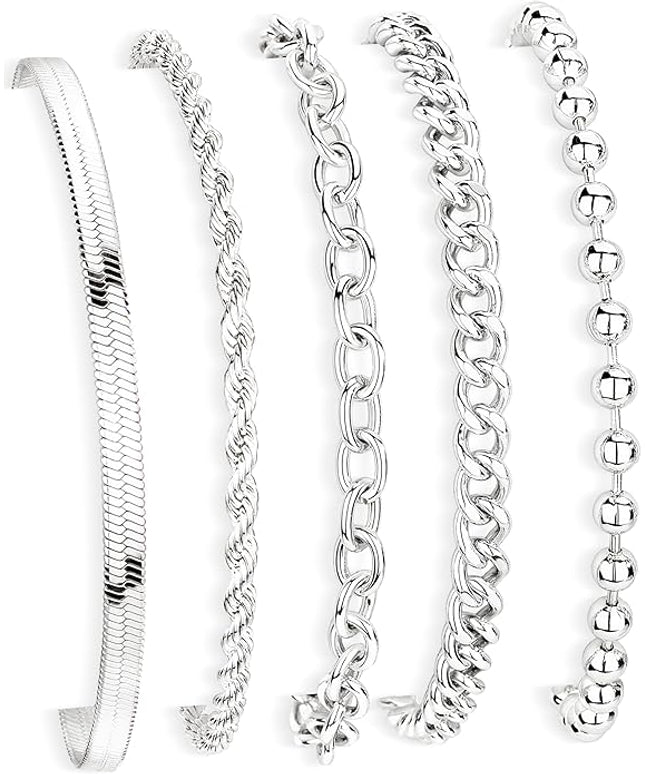 Gold Bracelets Set for Women Stack, Dainty Thick Bracelets Stack for Women Trendy, Simple Thin Gold Plated Cuff Stackable Bracelets With Beaded Cuban Paperclip Snake Rope Bangle Hand Chain Jewelry Gifts for Women Non Tainish