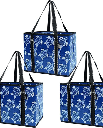 BeeGreen Large Waterproof Reusable Bags Christmas Heavy Duty Shopping Tote for Groceries Pool Gift with Webbing Handles