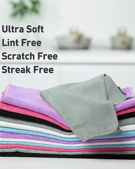 Gray Microfiber Cleaning Cloth 13"x13", Ultra Soft Absorbent Microfiber Cleaning Rags for Housekeeping Cleaning Supplies, Lint Free Reusable Cleaning Cloths for House Washable, Pack of 12