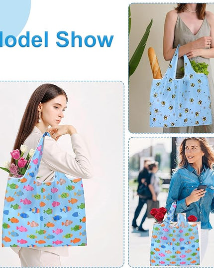 Extra Large 50lbs Foldable Reusable Shopping Bags kitchen reusable grocery bags Washable Polyester Bags in Pocket