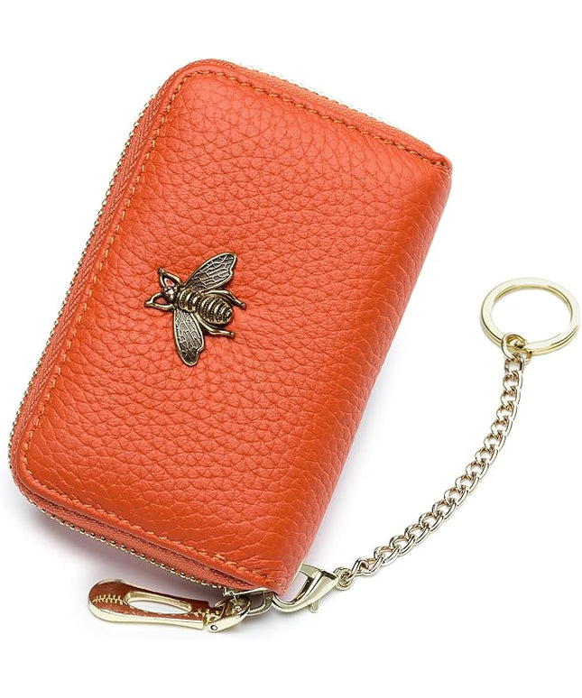 imeetu RFID Credit Card Holder, Small Leather Zipper Card Case Wallet for Women