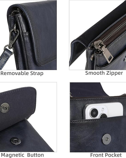 Iswee Leather Crossbody Bags for Women RFID Blocking Cell Phone Purse Small Anti-Theft Zippered with Card slots