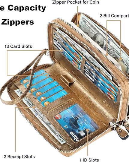 Lavemi Small Compact Women Wallet RFID Blocking Genuine Leather Bifold Purse with ID Windows