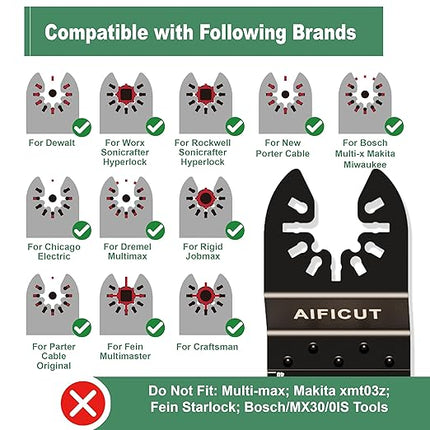 15PCS Titanium Oscillating Saw Blades,Universal Multitool Blades for Metal Nails Hard Material and Wood Plastic,Multi Tool Blades Kits Fit Dewalt Bosch Milwaukee Ryobi