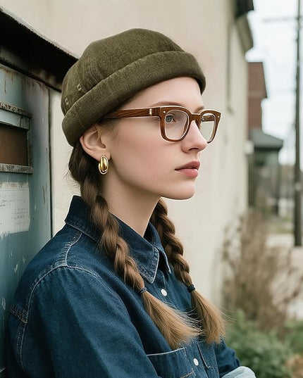 Croogo Denim Docker Hat Fashion Brimless Beanie Hat Retro Worker Skull Cap Rolled Cuff Sailor Cap Hip Hop Dancing Watch Cap