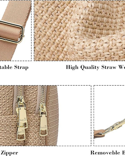 INICAT Faux Straw Crossbody Bags Beach Gifts Valentines Day Her Cruise Ship Essentials Women Summer Small Sling Purses