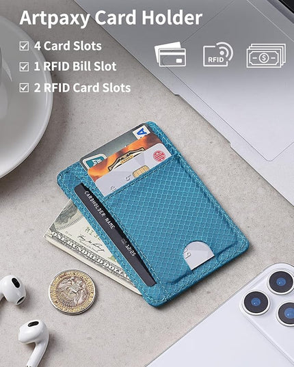 Artpaxy Slim Wallet for Men & Women, Minimalist Front Pocket Card Holder for Travel, RFID Blocking, Water Resistant Nylon Wallet for ID & Cash & Credit Card