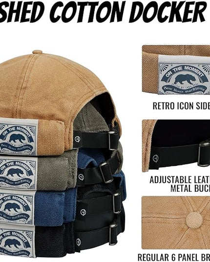 Croogo Denim Docker Hat Fashion Brimless Beanie Hat Retro Worker Skull Cap Rolled Cuff Sailor Cap Hip Hop Dancing Watch Cap