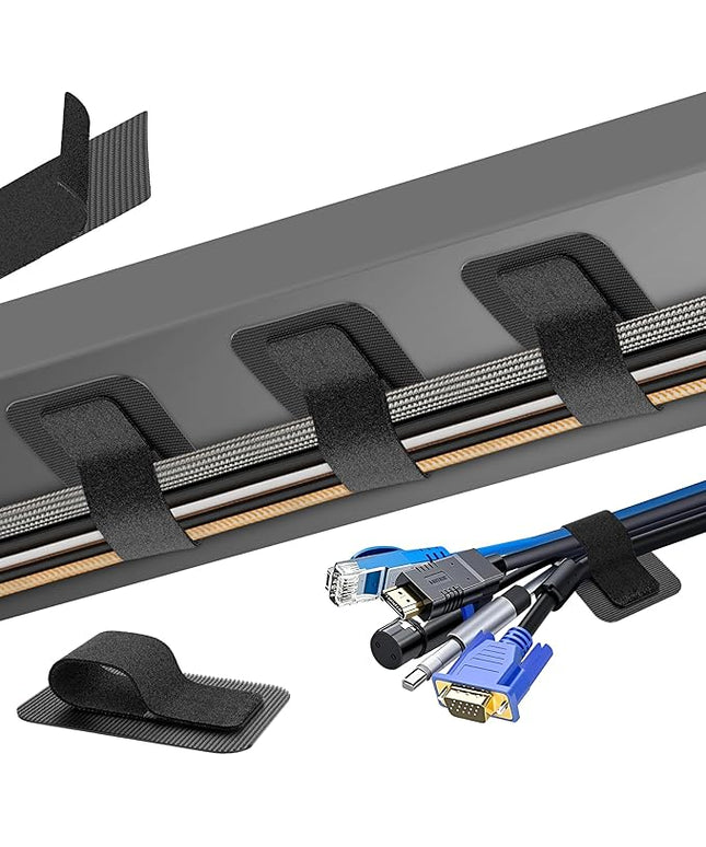 Cable Management Under Desk, 【Up to 15 Cord】【Enhanced Wire Holder】 Cord Organizer, Adjustable Hook and Loop Cable Ties, Home Office Essentials, Cable Hider Clips Under Table, 20 Pair