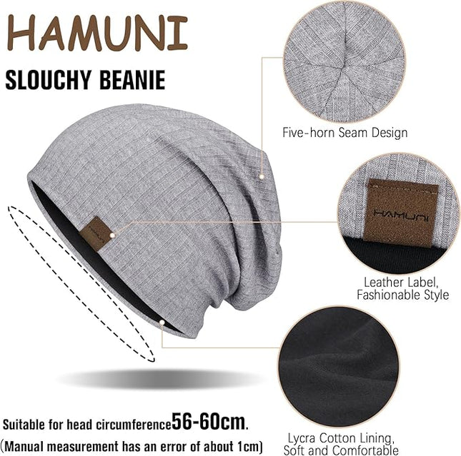 Slouchy Beanie for Men Women Soft Lightweight Running Beanie Hat Chemo Cap Skull Cap