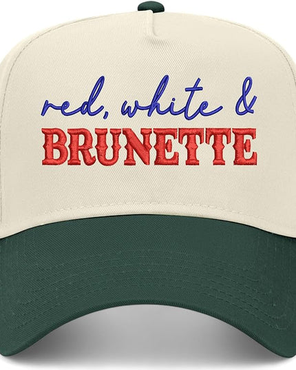 Red, White, & Brunette Hat | Premium Vintage Trucker Hat with Adjustable Snapback for Men and Women