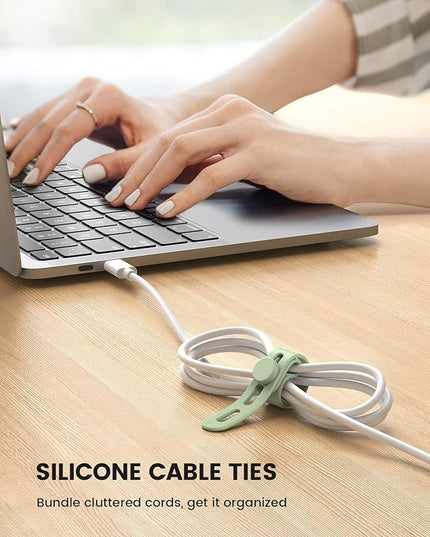 Lamicall 30Pack Silicone Cable Ties Cord Organizer, Multi Color Elastic Cable Management Wraps, Home Decor Organizer Ties Accessories for Phone Charger Electrical Cord, Chritsmas Travel Essentials