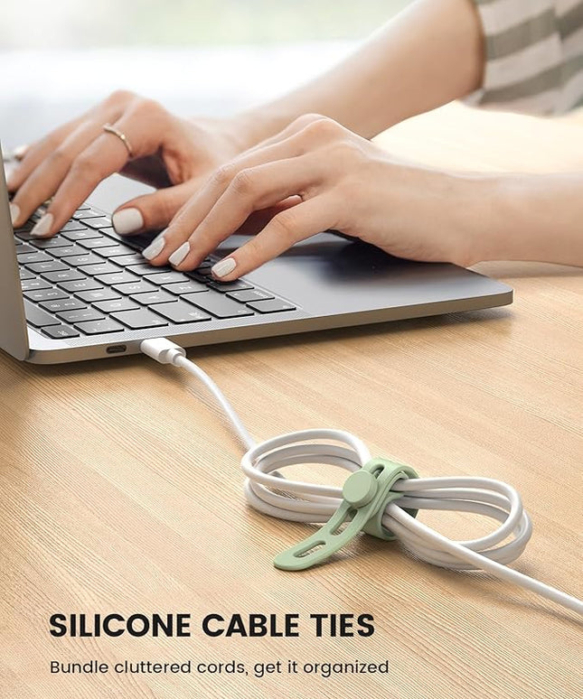 Lamicall 30Pack Silicone Cable Ties Cord Organizer, Multi Color Elastic Cable Management Wraps, Home Decor Organizer Ties Accessories for Phone Charger Electrical Cord, Chritsmas Travel Essentials