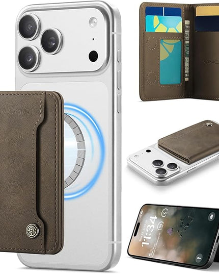 Vinich for MagSafe Wallet Magnetic RFID Blocking Card Holder Compatible with MagSafe Phones and Cases, Strong Magnet Minimalist Phone Wallet for iPhone 17/16/15/14/13/12/Pro/Max/Plus, Vintage Brown