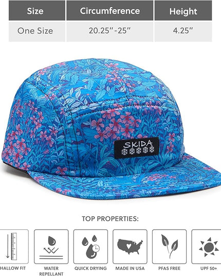 Skida 5 Panel Cap Outdoor UPF Sun Protection Wide Brim Camp Hat Running, Hiking, Golf, Pickleball, Beach Outings
