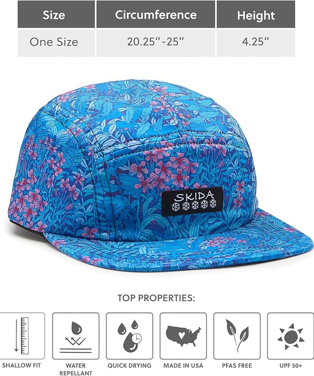 Skida 5 Panel Cap Outdoor UPF Sun Protection Wide Brim Camp Hat Running, Hiking, Golf, Pickleball, Beach Outings