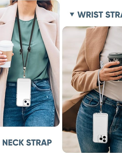 Anti-Theft Phone Lanyard Crossbody & Wrist Strap | 2 Phone Tabs, Secure Lock Design | Universal for All Phones | Adjustable Strap with Premium Metal Buckles | Skin-Friendly Nylon