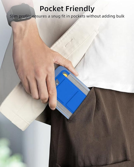 Magnetic Wallet for MagSafe With Adjustable Stand, Leather Card Holder for iPhone 16/15/14/13/12 Series (Not for Mini), 1 Slot, 6 Cards, Klein Blue