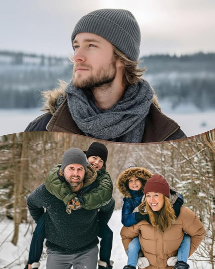 Zhanmai 12 Pack Small Winter Beanie Hats Bulk Warm Knitted Cuffed Skull Cap for Men Women