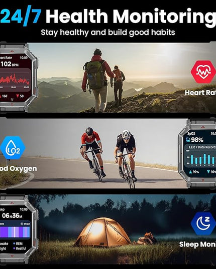 GPS Military Smart Watch for Men，GPT Voice Assistant，Smartwatch with LED Flashlight，2.01" HD Display Bluetooth Call，Fitness Tracke with Multiple Sports Modes，Compatible with Android & iOS