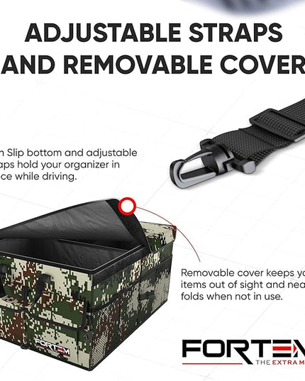 FORTEM Trunk Organizer For SUV Car Trunk Organizer, Foldable Storage, Car Accessories for Women Men, Collapsible Bag, Perfect Christmas Gifts, 600D Oxford, Non Slip Bottom, Straps, Soft Cover (50L)