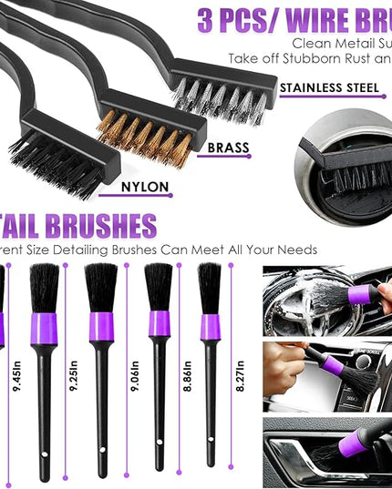 Viewsun 17PCS Car Cleaning Kit, Purple Car Interior Detailing Kit with High Power Handheld Vacuum, Detailing Brush Set, Windshield Cleaner, Cleaning Gel, Complete Auto Accessories for Women Gift