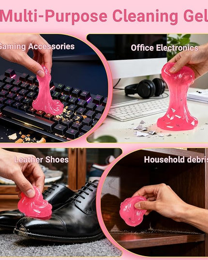 ColorCoral 2 Pack Car Cleaning Gel Reusable Auto Slime Cleaner,Rose Scent Dust Cleaning Gel Keyboard Slime for Car Interior Air Vent Cleaner, Auto Detailing kit Tools Accessories,Gifts for Men Women