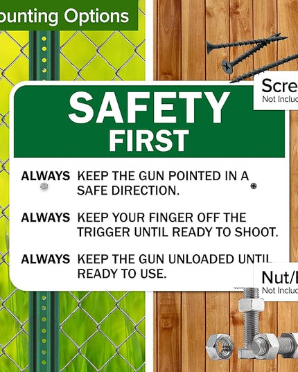 Safety First Always Keep The Gun Pointed In A Safe Direction Sign, 18x24 Inches, Rust Free .063 Aluminum, Fade Resistant, Made in USA by My Sign Center