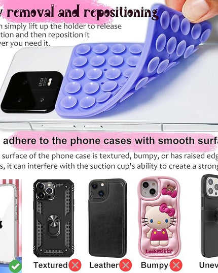 Anteel Silicone Suction Cup Phone Case Mount Double Sided, Hands-Free Strong Grip Silicon Phone Holder for Selfies and Videos, Non Slip Phone Accessories (Light Green)