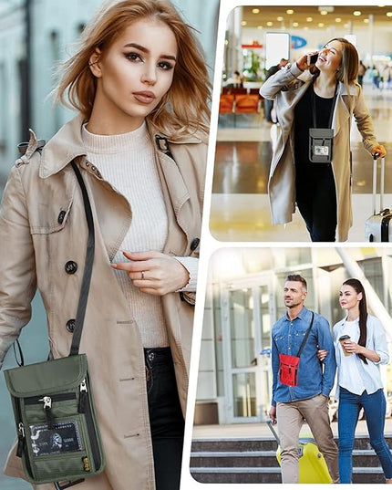 Neck Wallet for Travel,Passport Holder Neck Pouch for Men Women with Adjustable Neck Strap and RFID Blocking