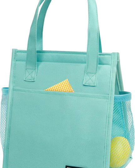 Fmeida Insulated Lunch Bag Women, 6.75L Small Lunch Bags with Multiple Pockets, Reusable Thermal Cooler Tote for Work, Office, Picnic, Travel | Hook and Loop Closure, Mint Blue