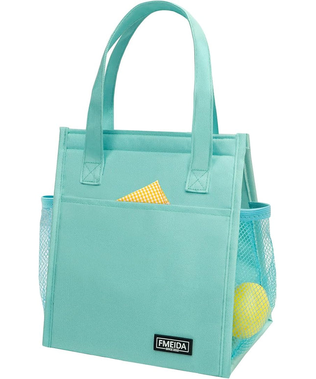 Fmeida Insulated Lunch Bag Women, 6.75L Small Lunch Bags with Multiple Pockets, Reusable Thermal Cooler Tote for Work, Office, Picnic, Travel | Hook and Loop Closure, Mint Blue