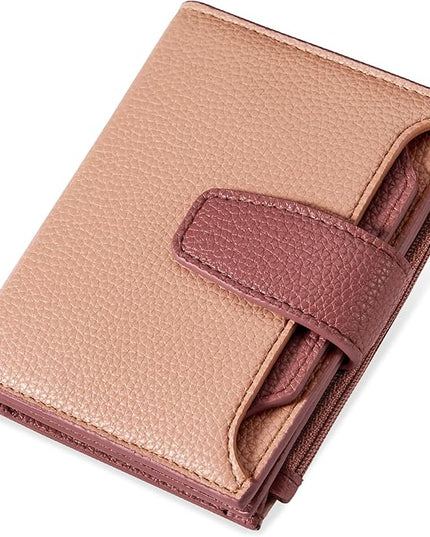 Airkit Small Wallet Women RFID Blocking Soft Leather Bifold Compact Card Holder Wallet for Women with Zipper Coin Pocket 4 ID Window