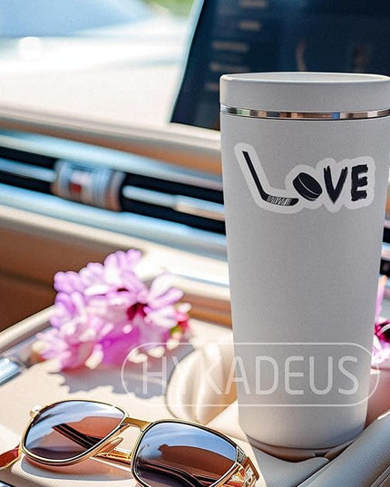 (3PCS) Love Hockey Stickers – Ice Hockey Waterproof Vinyl Decals for Laptop, Tumbler, Water Bottle, Phone Case, Scrapbook – Cool Hockey Gift for Dad, Mom, Boys, Girls & Fans – Size 3" x 1.4"