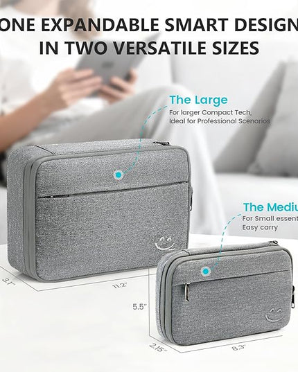 Travelkin Travel Electronic Cord Organizer Travel Case, Travel Cable Organizer Bag For Charger, Phone, Sd Card, Sim Card, Earphone, Usb Drives(Grey)